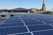 solar panels on the roof of the RItchie Center.